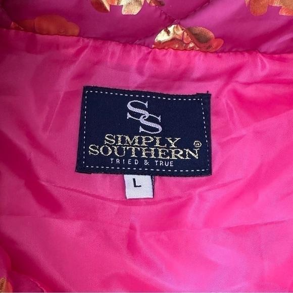 Simply Southern Gold Elephant Quilted Puffer Vest Pink Large - Picture 7 of 7